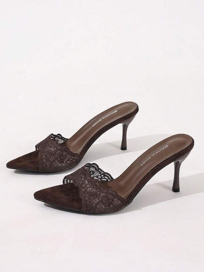 Black Gold White Open Toe Mesh Summer New Fashion Thin High Heel Sandals, Minimalist Versatile Women's Formal Sandals, Pointed Toe Elegant Thin High Heel Slippers Women's High Heels Brown High Heels