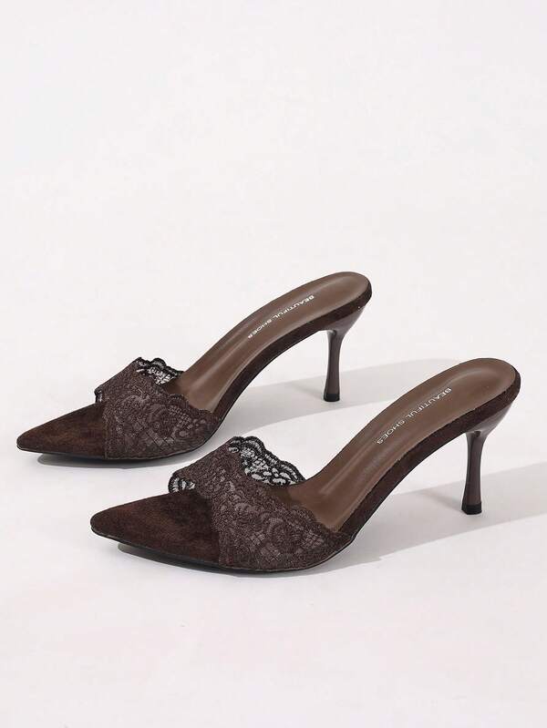 Black Gold White Open Toe Mesh Summer New Fashion Thin High Heel Sandals, Minimalist Versatile Women's Formal Sandals, Pointed Toe Elegant Thin High Heel Slippers Women's High Heels Brown High Heels